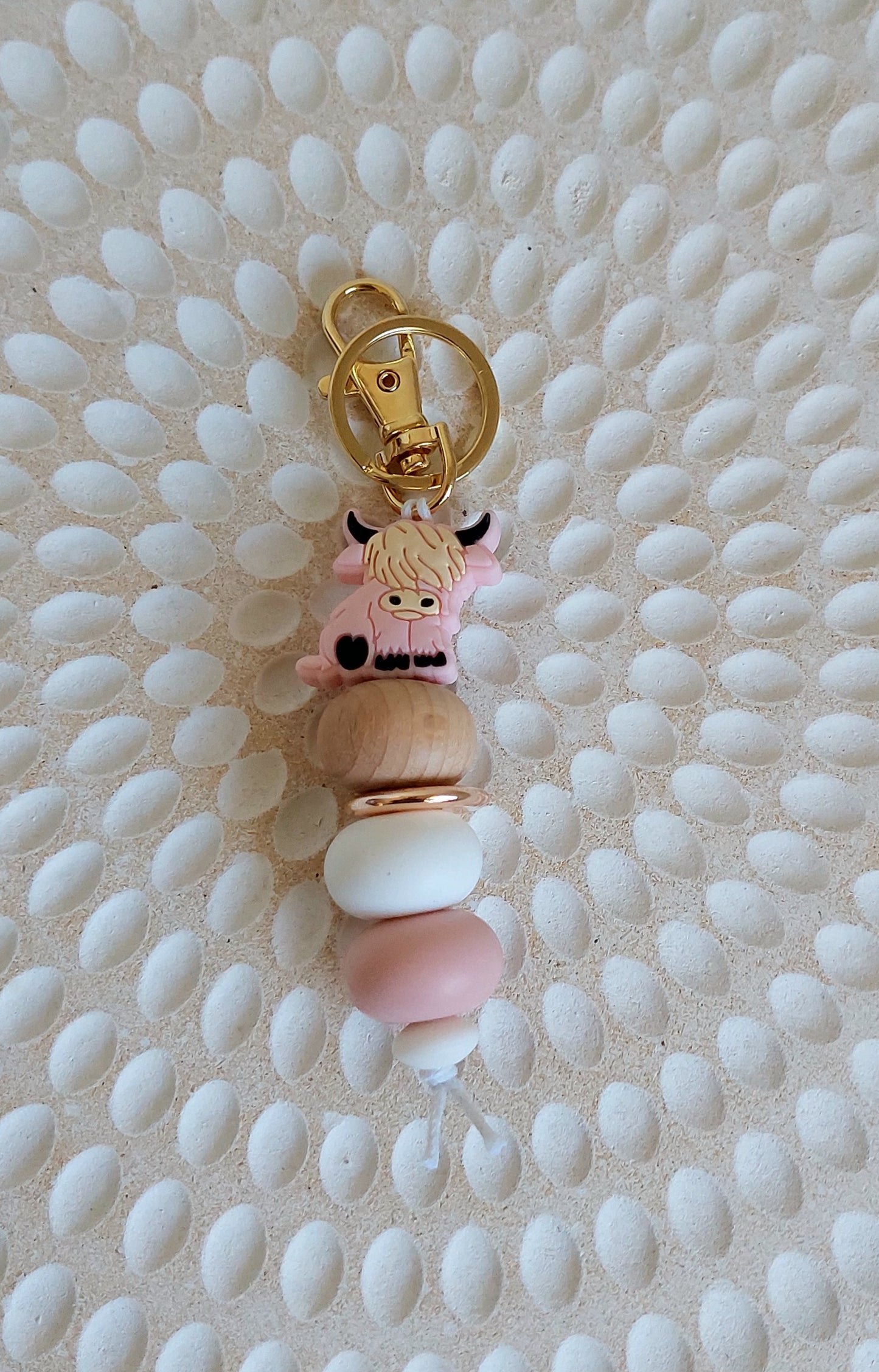 Highland Cow Silicone Bead Keychain