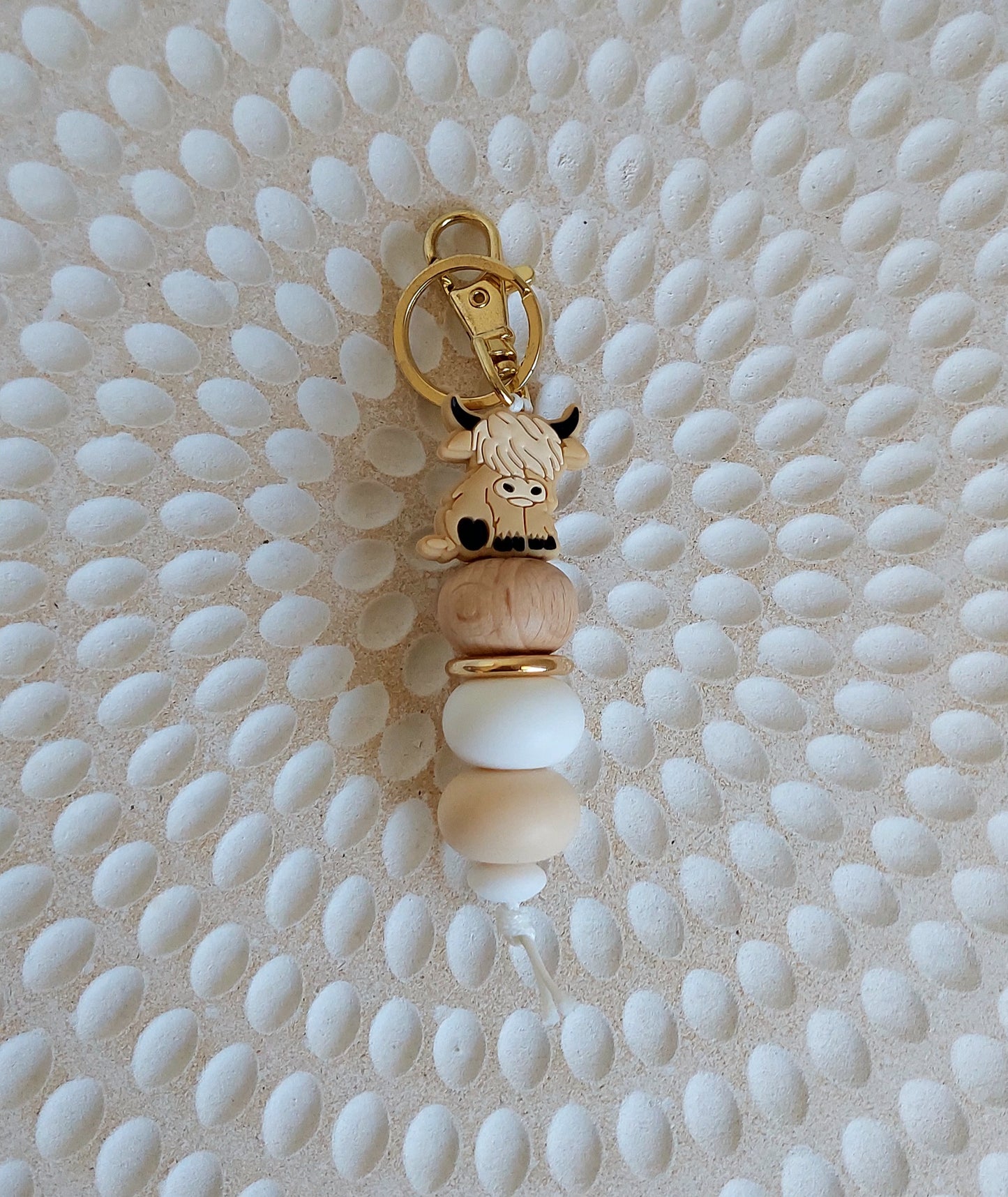 Highland Cow Silicone Bead Keychain