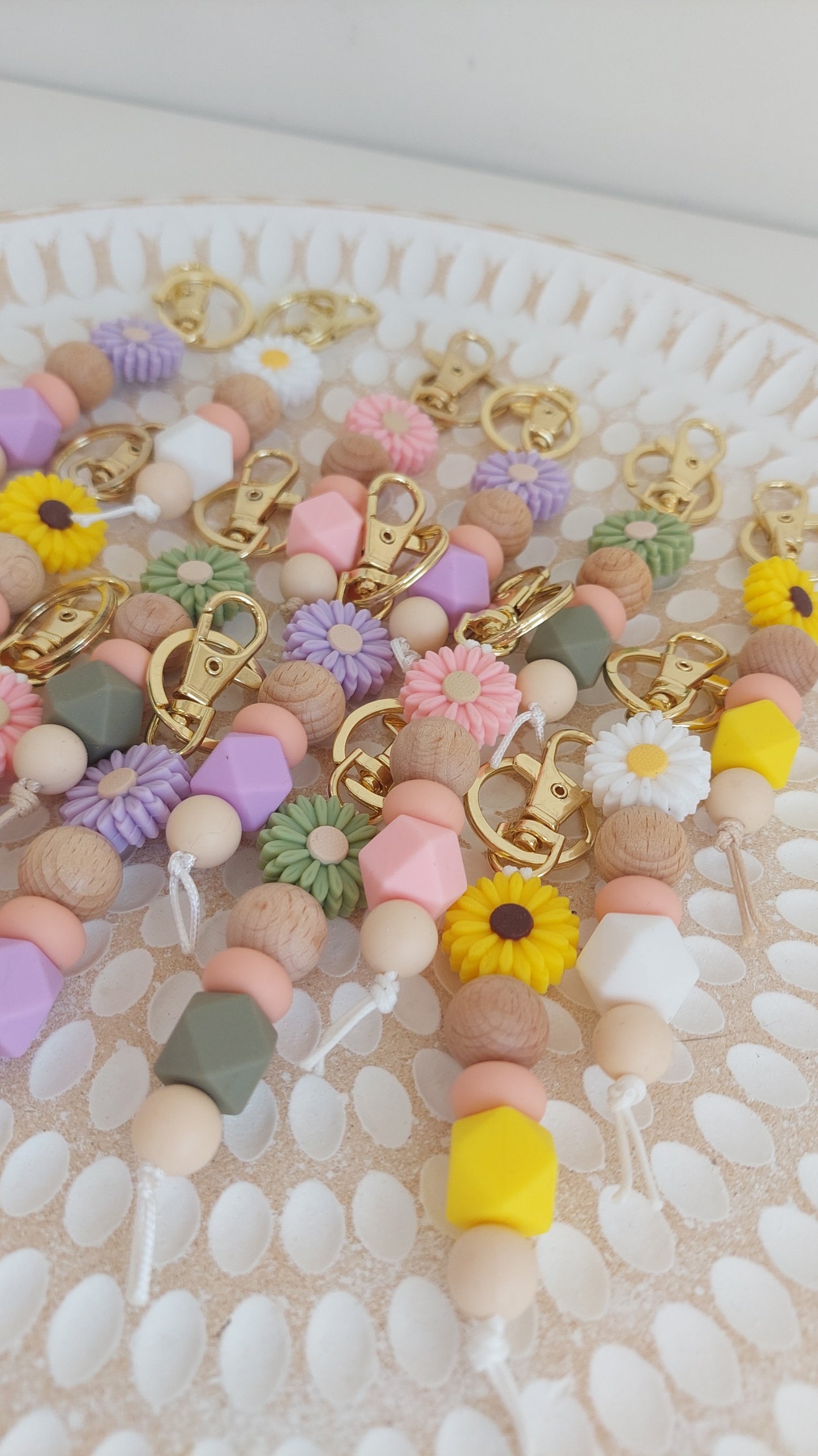 Daisy Silicone Bead Keychain