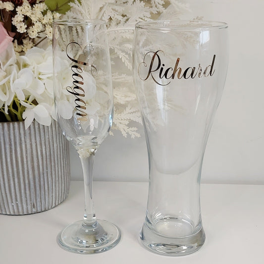 Personalised Bridal Glasses Set