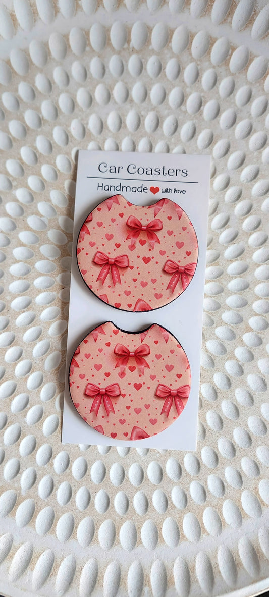 Car Coaster: Pink Bows (2pk)