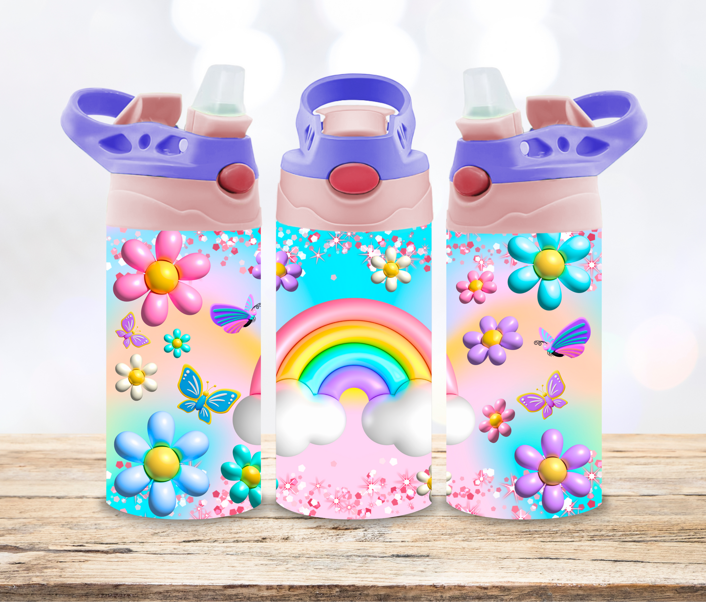 3D Rainbow 12oz Insulated Drink Bottle