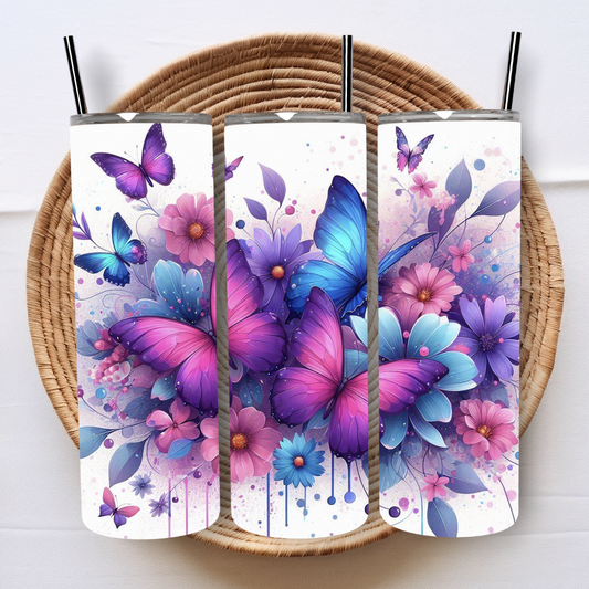 Purple & Blue Butterfly - 20oz Tumbler