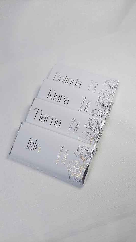 Personalised Mini chocolate Bar | Wedding Favour Chocolate | Bridal Party Chocolate | Wedding Guest Gifts