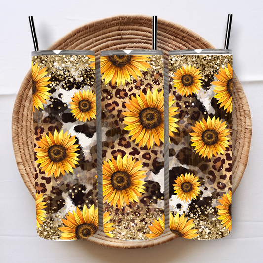 Sunflower - Leopard - Cowhide 20oz Tumbler