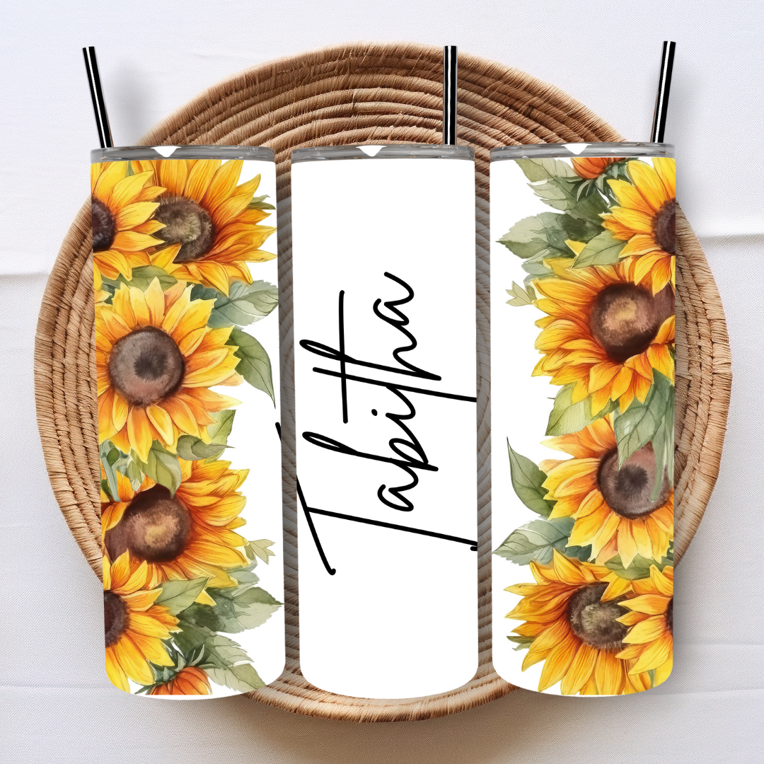 Sunflower - Custom Name 20oz Tumbler