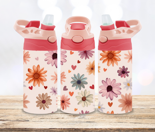 Pink Floral 12oz Insulated Drink Bottle