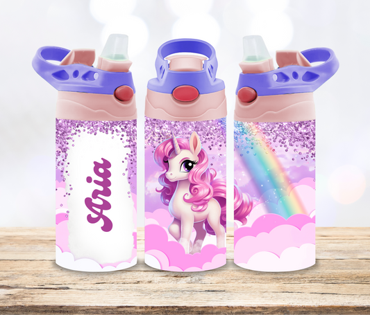 Personalised Purple Unicorn 12oz Insulated Drink Bottle