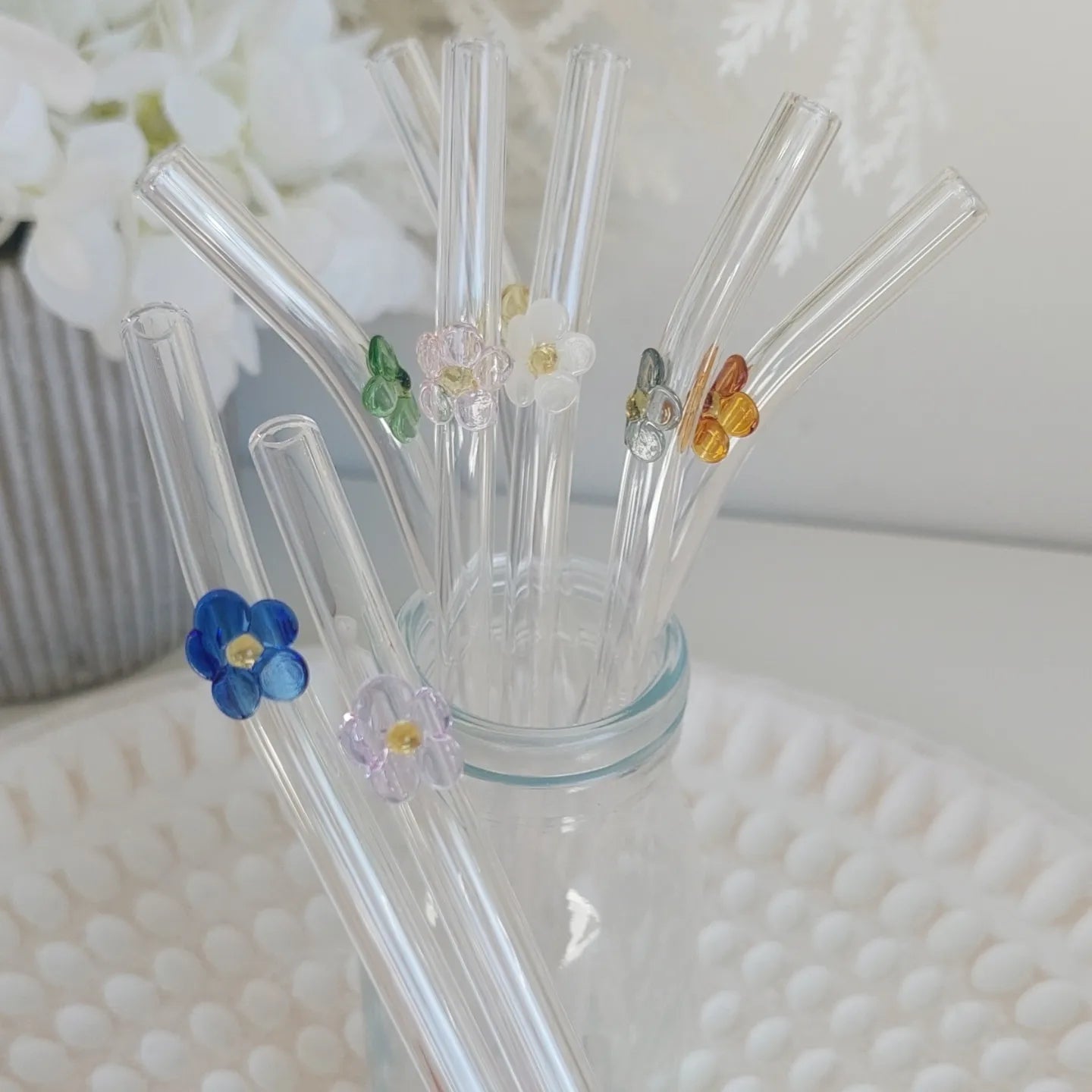 Luxe Flower Glass Straw