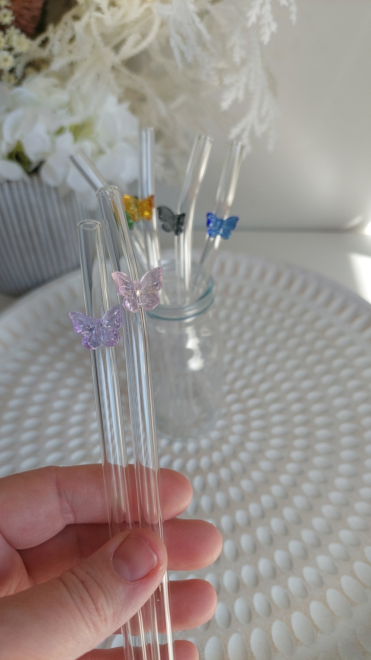 Luxe Butterfly Glass Straw