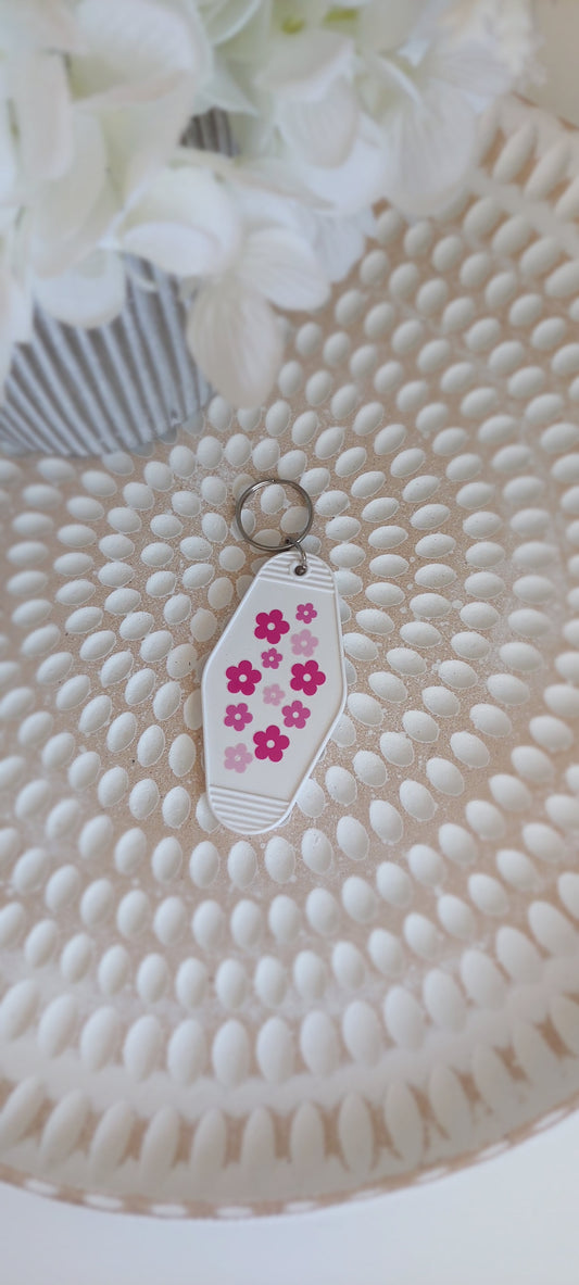 Pink Flowers - Motel Keychain