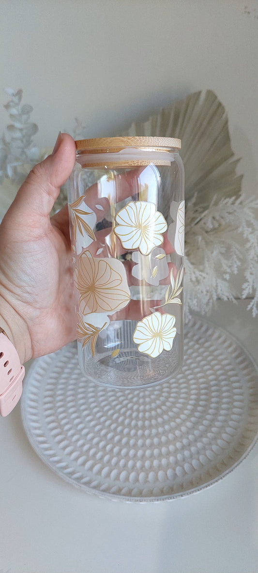 Boho Floral Glass Tumbler