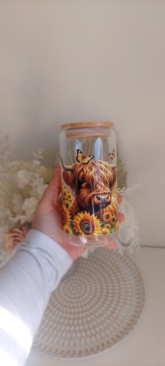 Highland Cow in Sunflower field