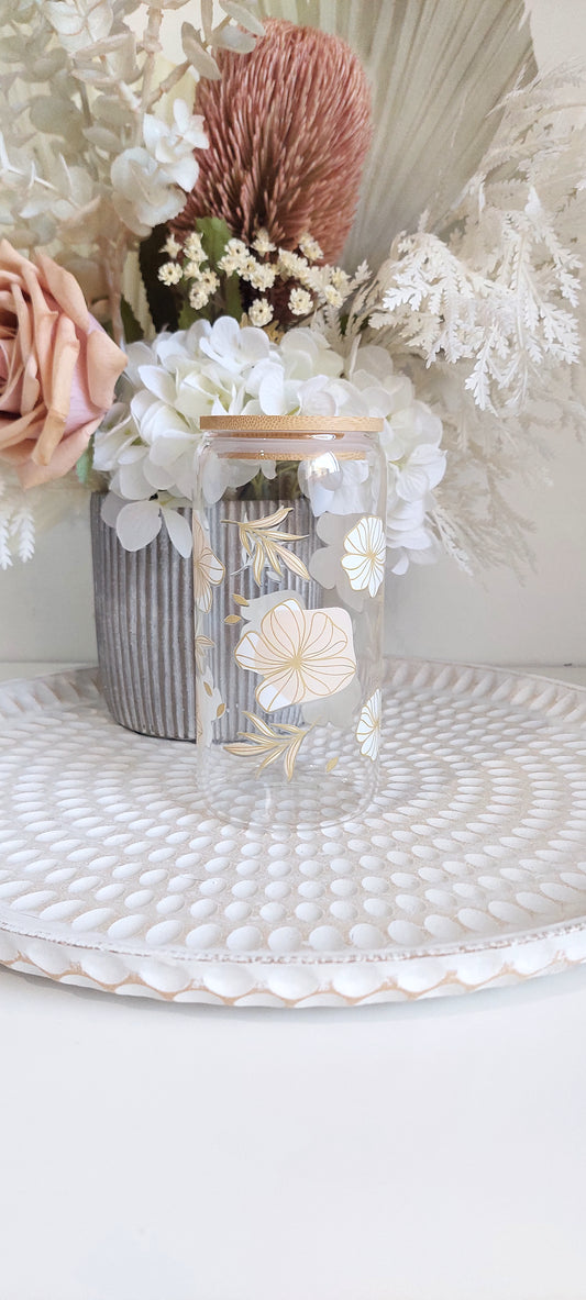 Boho Floral Glass Tumbler