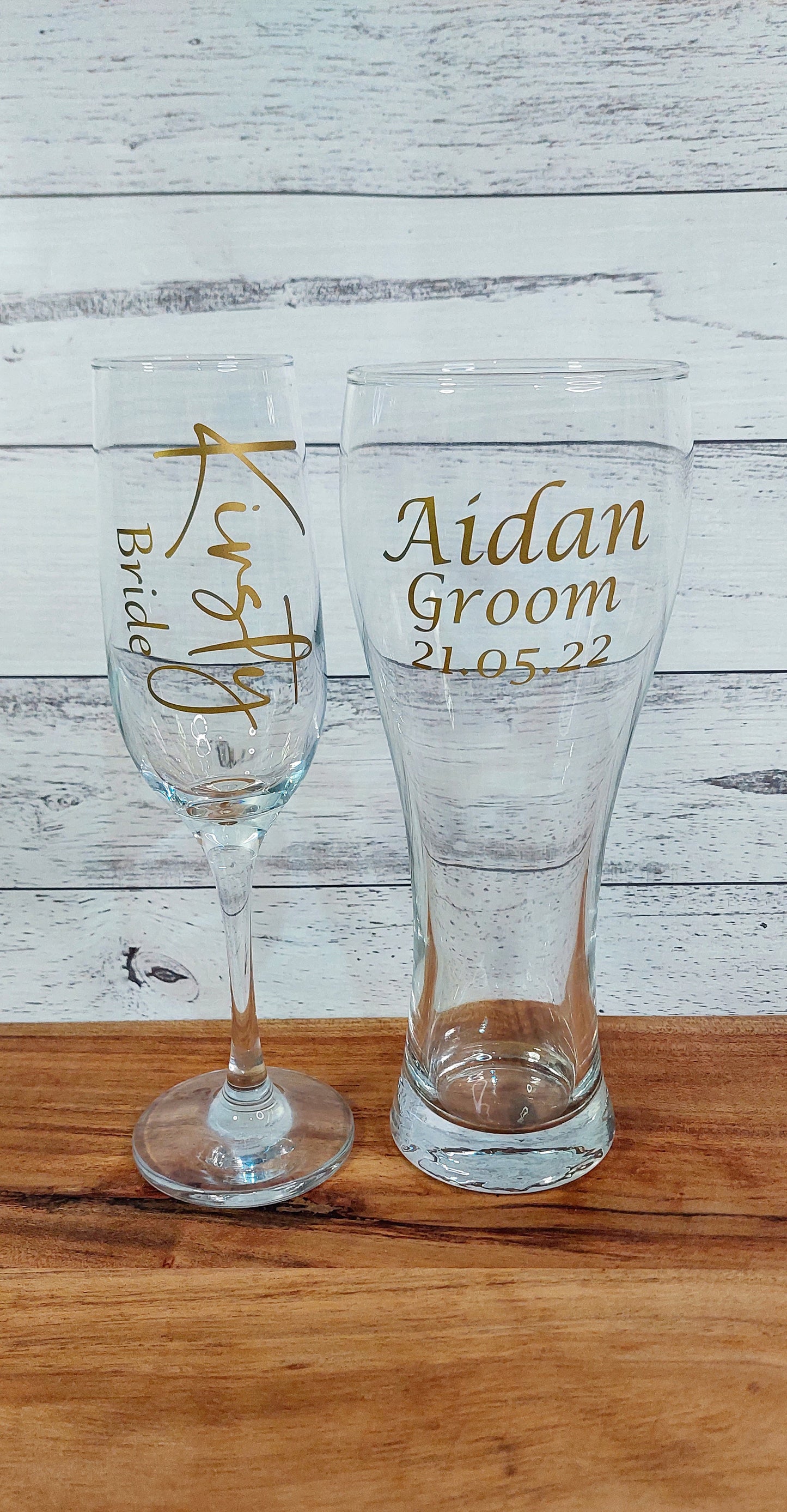 Personalised Bridal Glasses Set