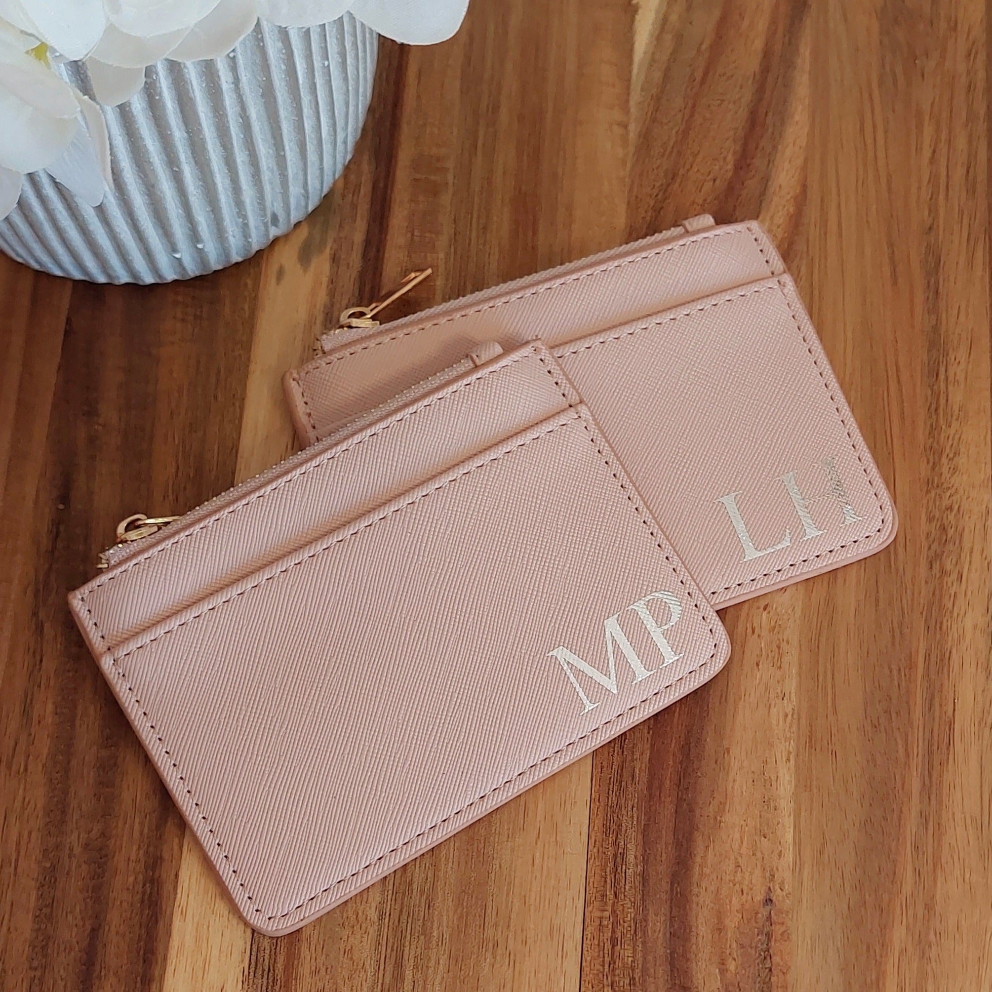 Personalised Monogrammed Initial Credit Card ID Card Holder Coin Purse Slim  Wallet Pink or Black Very Soft and Luxurious - Etsy